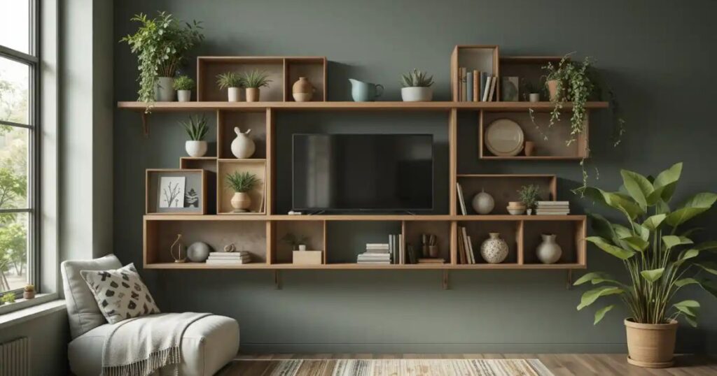 If placing shelves near furniture