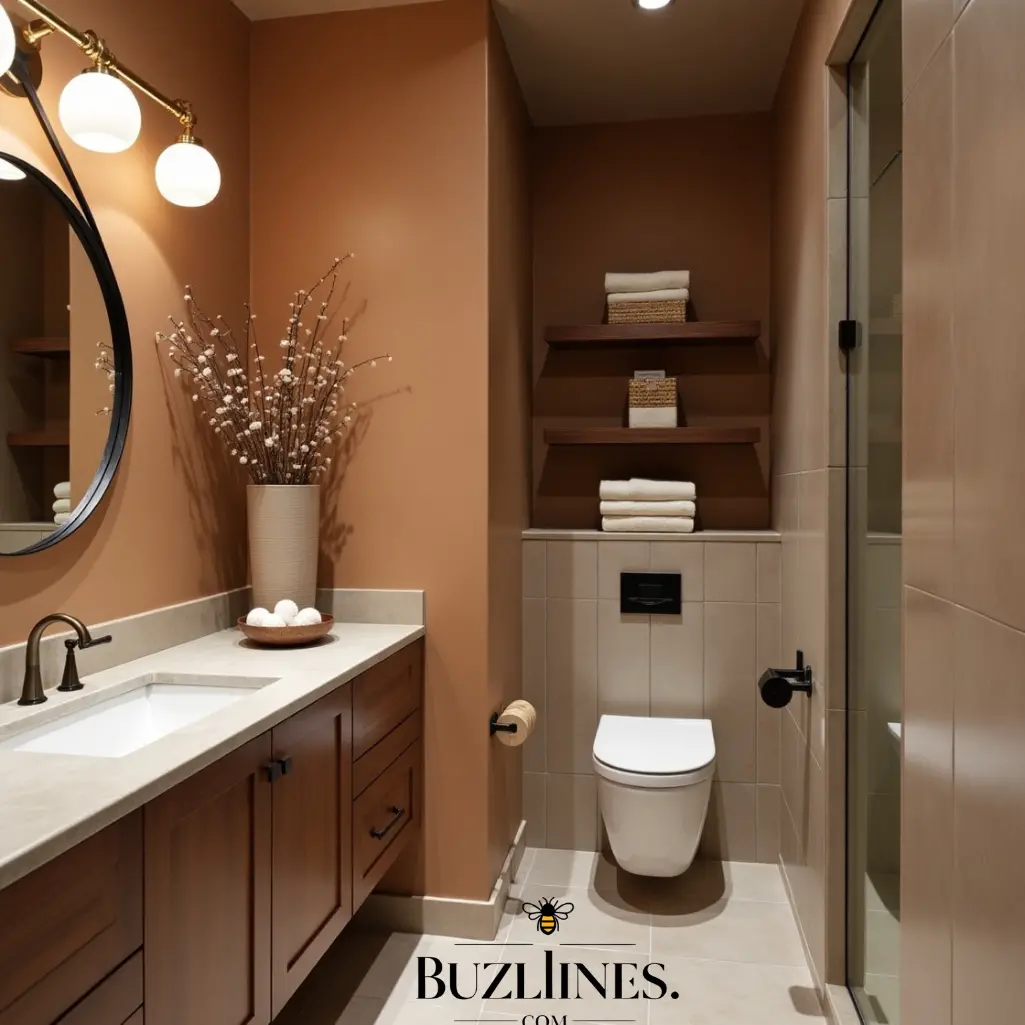 Brown Ochre In Small Bathrooms